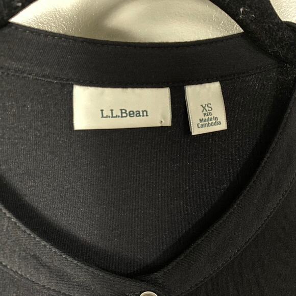 Women's L.L. Bean 3/4 Sleeve Soft Knit Drawstring Waist Casual Dress Black XS - Picture 4 of 6